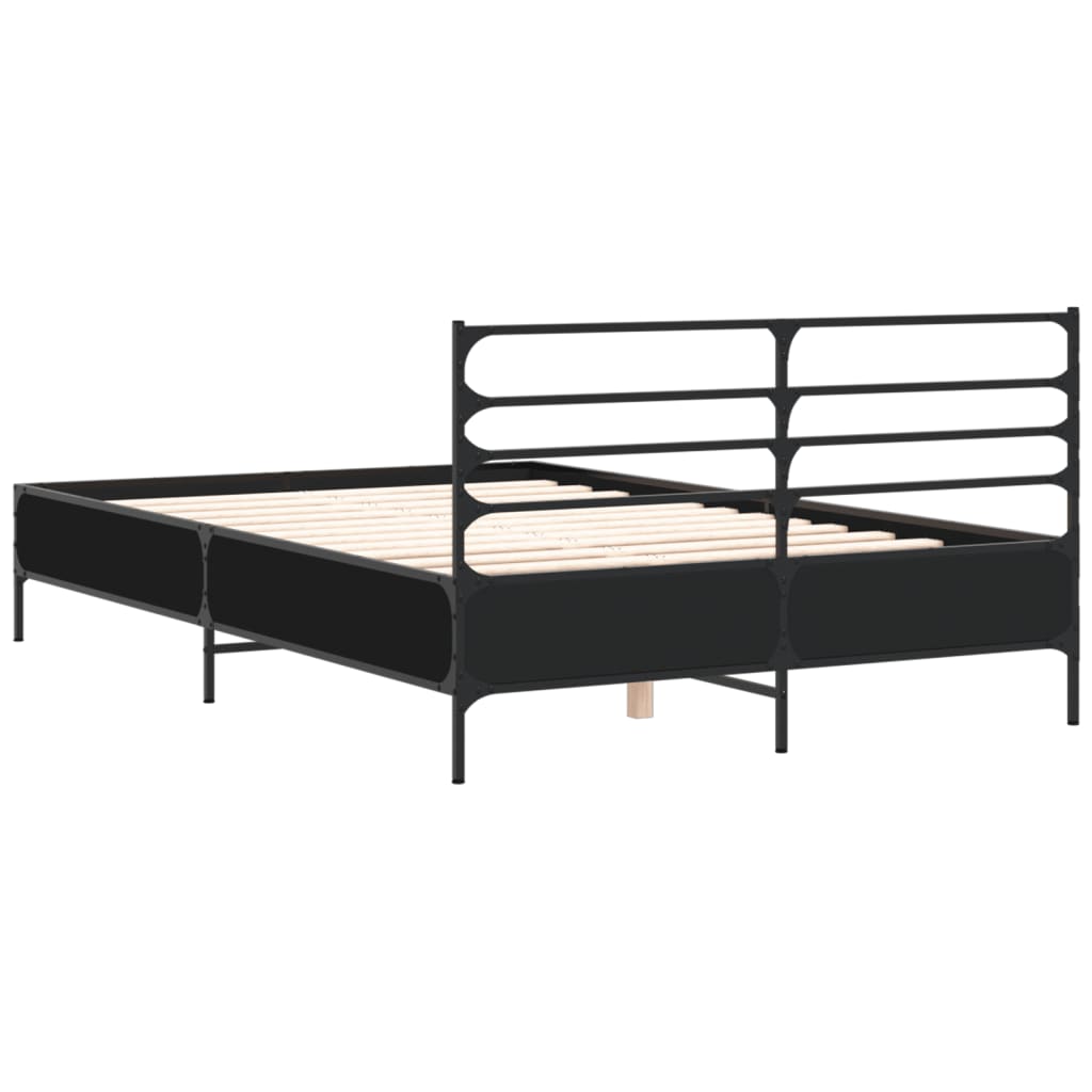 vidaXL Bed Frame | Black | Engineered wood, metal, plywood | Double | Bed Frame