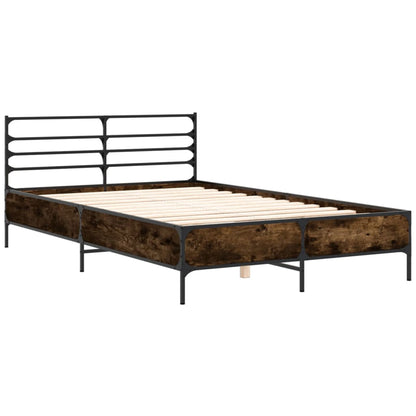 vidaXL Bed Frame | Smoked Oak | Engineered wood, Metal, Plywood | Double