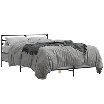 vidaXL Bed Frame | Grey Sonoma | Engineered wood, metal, plywood | 120x200 cm