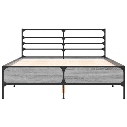 vidaXL Bed Frame | Grey Sonoma | Engineered wood, metal, plywood | 120x200 cm