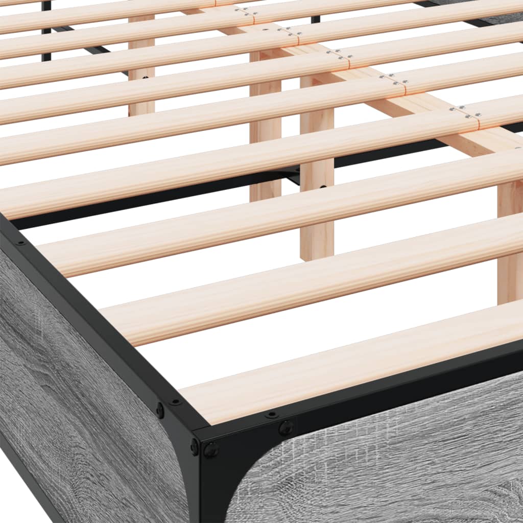vidaXL Bed Frame | Grey Sonoma | Engineered wood, metal, plywood | 120x200 cm