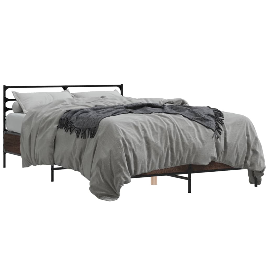 vidaXL Bed Frame | Brown oak | Engineered wood, metal | 120x200 cm | Durable