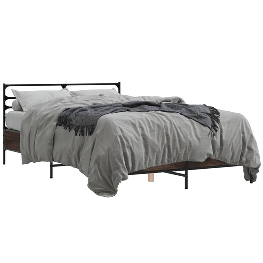vidaXL Bed Frame | Brown oak | Engineered wood, metal | 120x200 cm | Durable