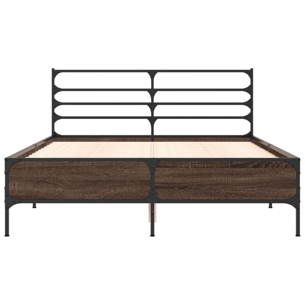 vidaXL Bed Frame | Brown oak | Engineered wood, metal | 120x200 cm | Durable