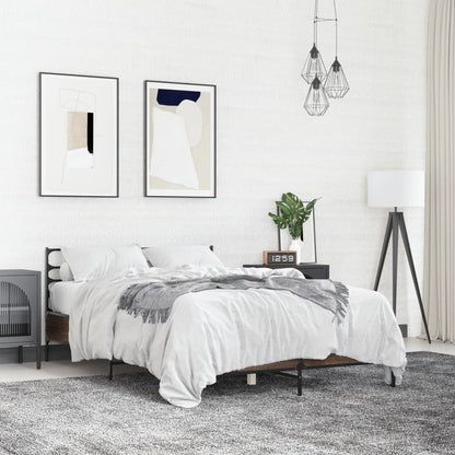 vidaXL Bed Frame | Brown oak | Engineered wood, metal | 120x200 cm | Durable