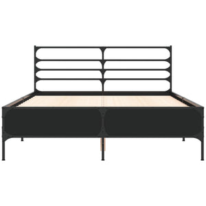 vidaXL Bed Frame Black 140x200 cm Engineered Wood and Metal
