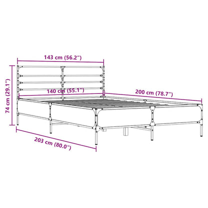 vidaXL Bed Frame without Mattress Sonoma Oak 140x200 cm