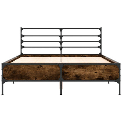 vidaXL Bed Frame | Smoked Oak | Engineered wood, metal | Double | Bed Frame