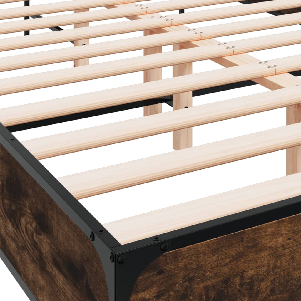 vidaXL Bed Frame | Smoked Oak | Engineered wood, metal | Double | Bed Frame