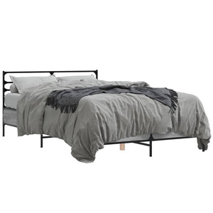 vidaXL Bed Frame Grey Sonoma 140x200 cm Engineered Wood and Metal