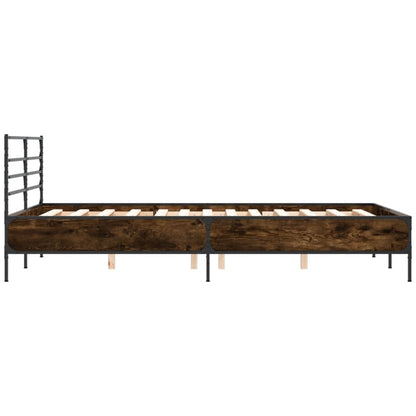 vidaXL Bed Frame | Brown Oak | Engineered wood, Metal | Double | Bed Frame