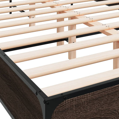 vidaXL Bed Frame | Brown Oak | Engineered wood, Metal | Double | Bed Frame
