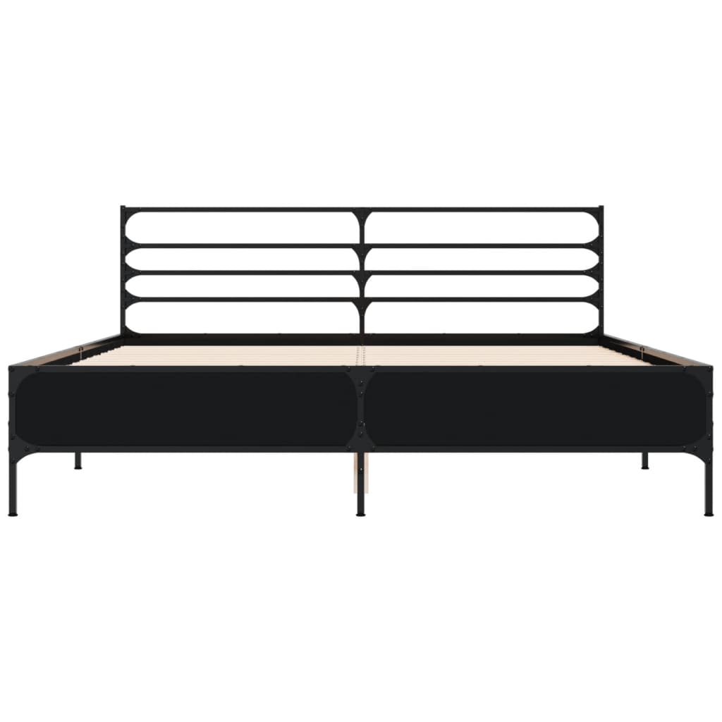 vidaXL Bed Frame without Mattress Black 150x200 cm King Size
