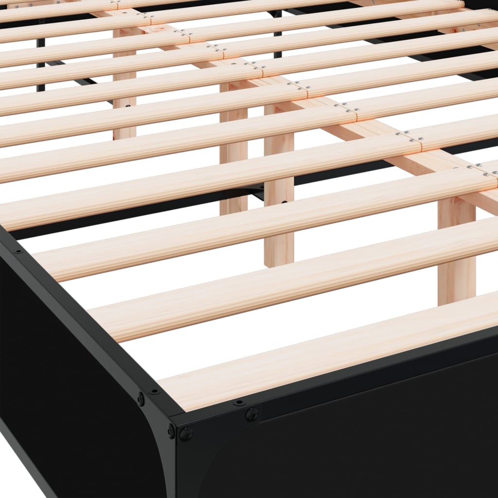 vidaXL Bed Frame without Mattress Black 150x200 cm King Size