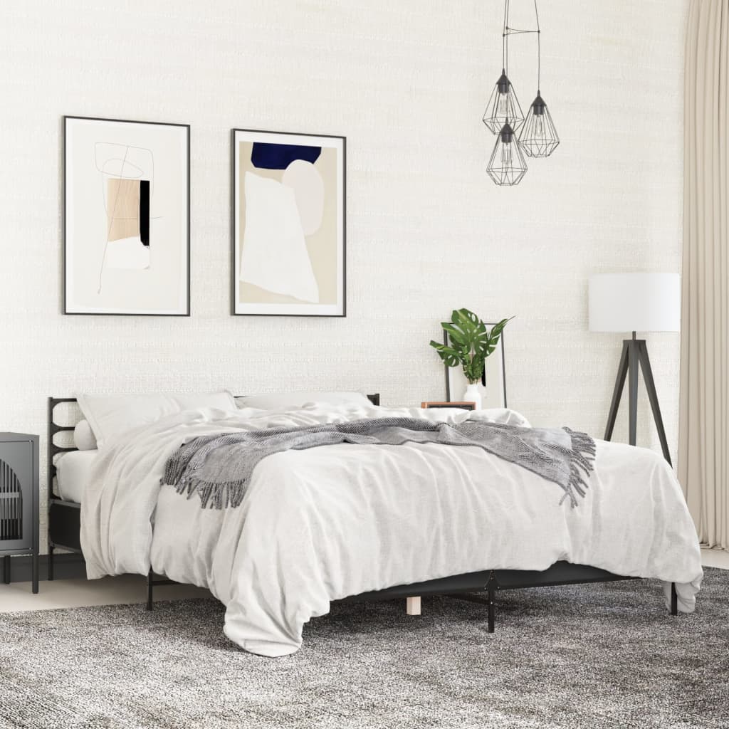 vidaXL Bed Frame without Mattress Black 150x200 cm King Size