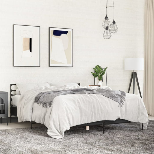 vidaXL Bed Frame without Mattress Black 150x200 cm King Size