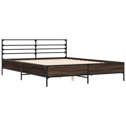 vidaXL Bed Frame | Smoked Oak | Engineered Wood, Metal | King | Bed Frame
