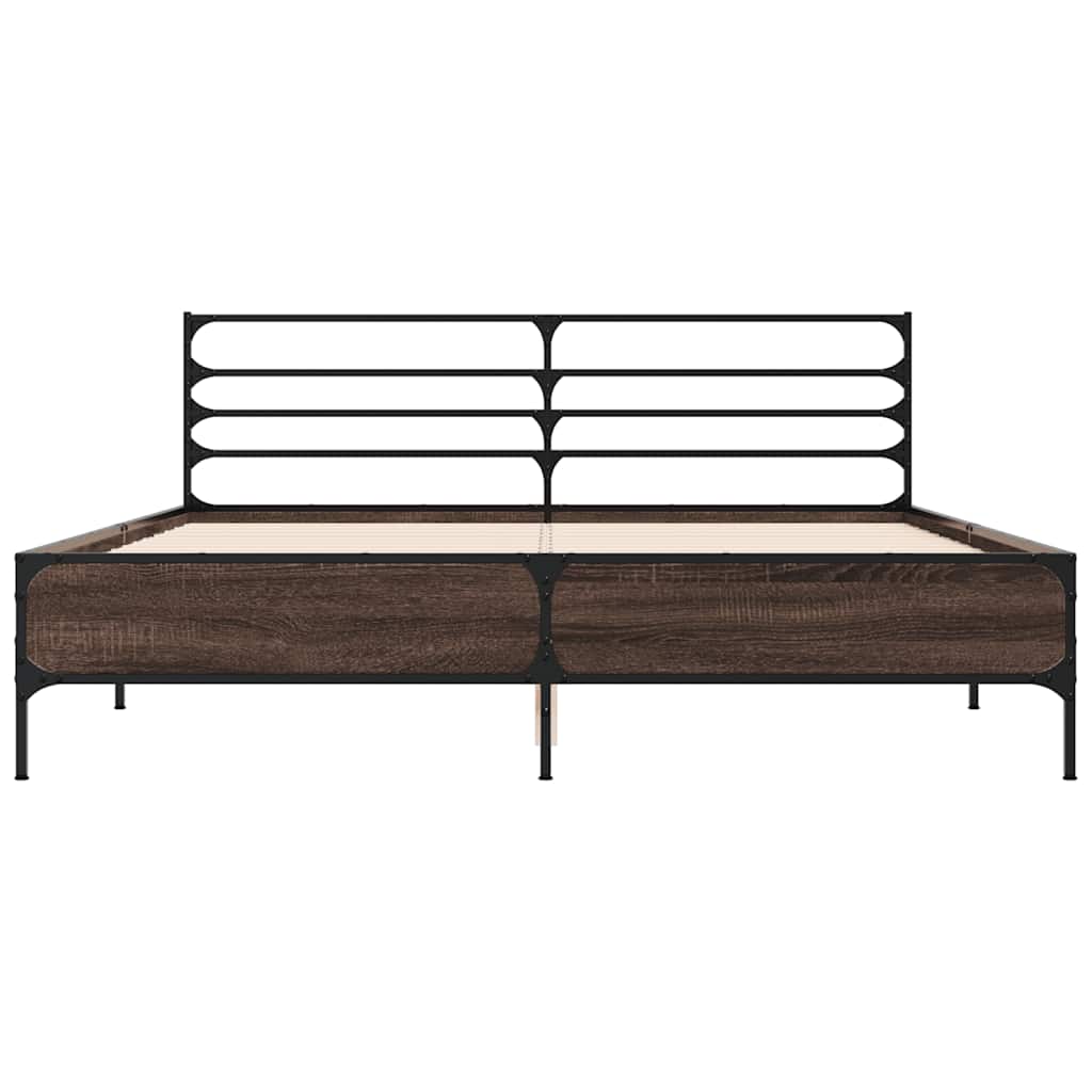 vidaXL Bed Frame | Smoked Oak | Engineered Wood, Metal | King | Bed Frame