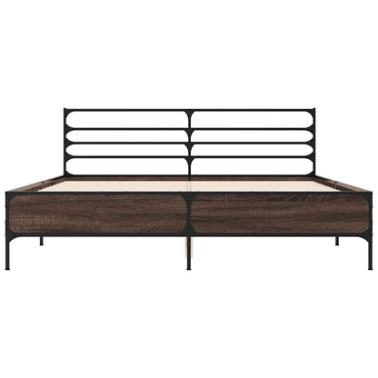vidaXL Bed Frame | Smoked Oak | Engineered Wood, Metal | King | Bed Frame