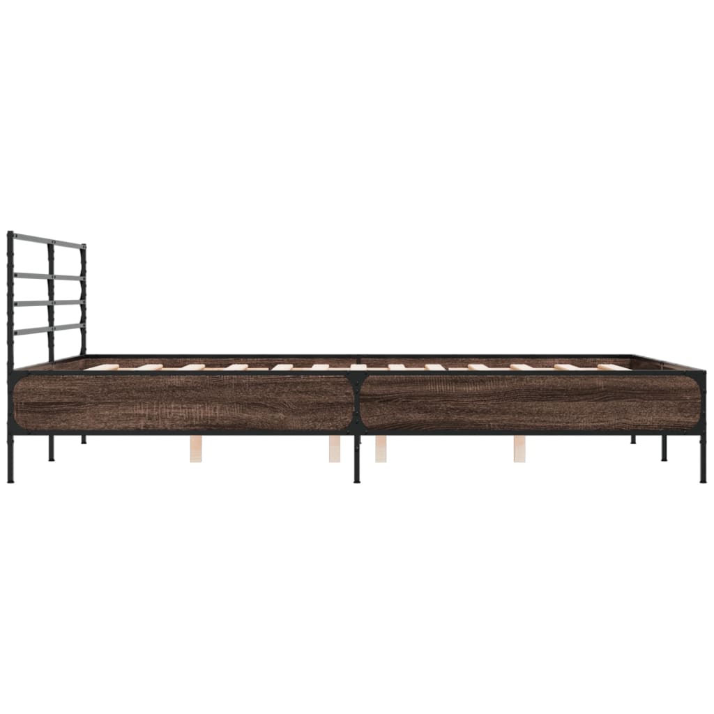 vidaXL Bed Frame | Smoked Oak | Engineered Wood, Metal | King | Bed Frame