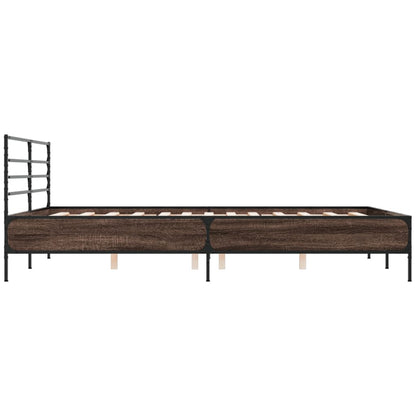 vidaXL Bed Frame | Smoked Oak | Engineered Wood, Metal | King | Bed Frame
