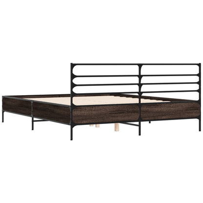 vidaXL Bed Frame | Smoked Oak | Engineered Wood, Metal | King | Bed Frame