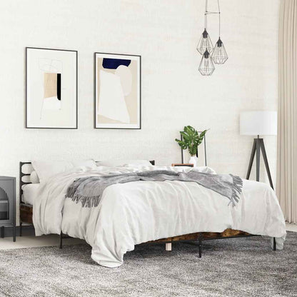 vidaXL Bed Frame | Smoked Oak | Engineered Wood, Metal | King | Bed Frame