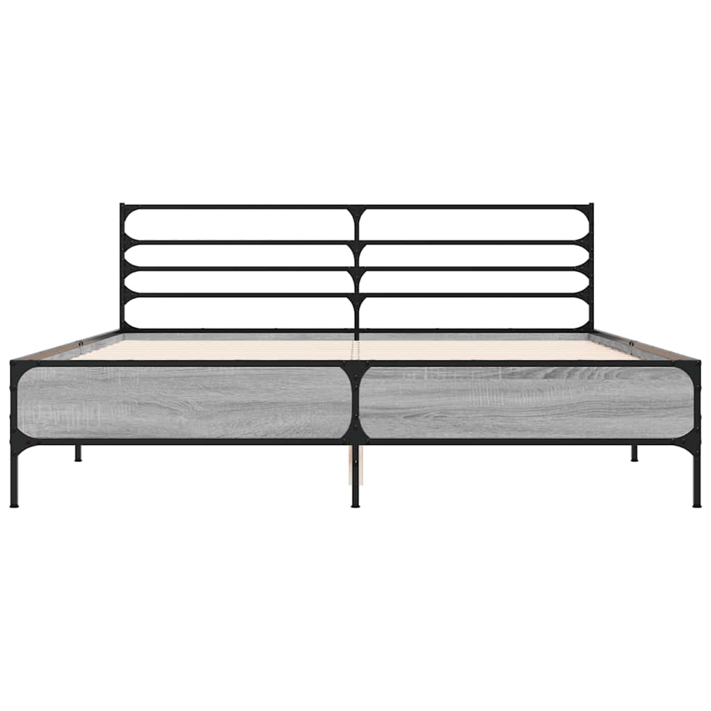 vidaXL Bed Frame without Mattress Grey Sonoma 150x200 cm King Size