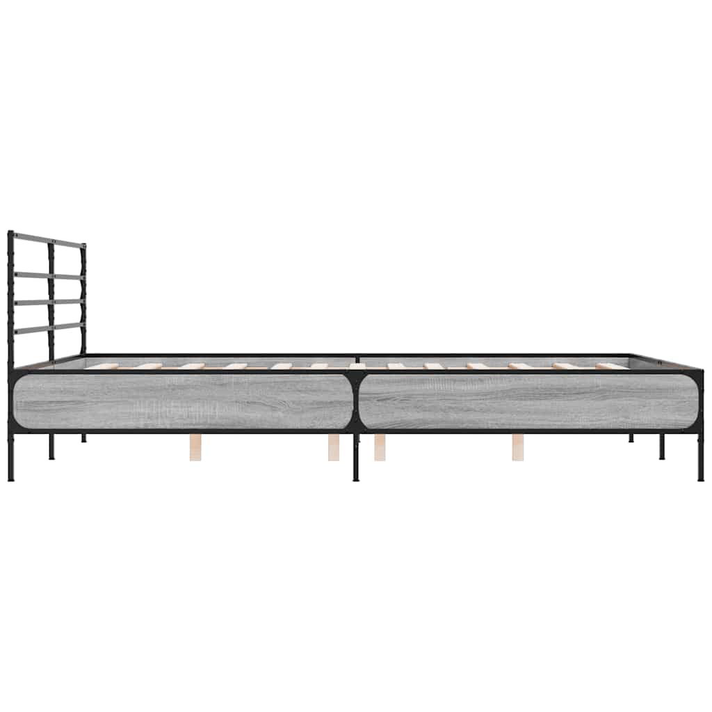 vidaXL Bed Frame without Mattress Grey Sonoma 150x200 cm King Size