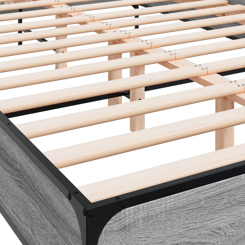 vidaXL Bed Frame without Mattress Grey Sonoma 150x200 cm King Size