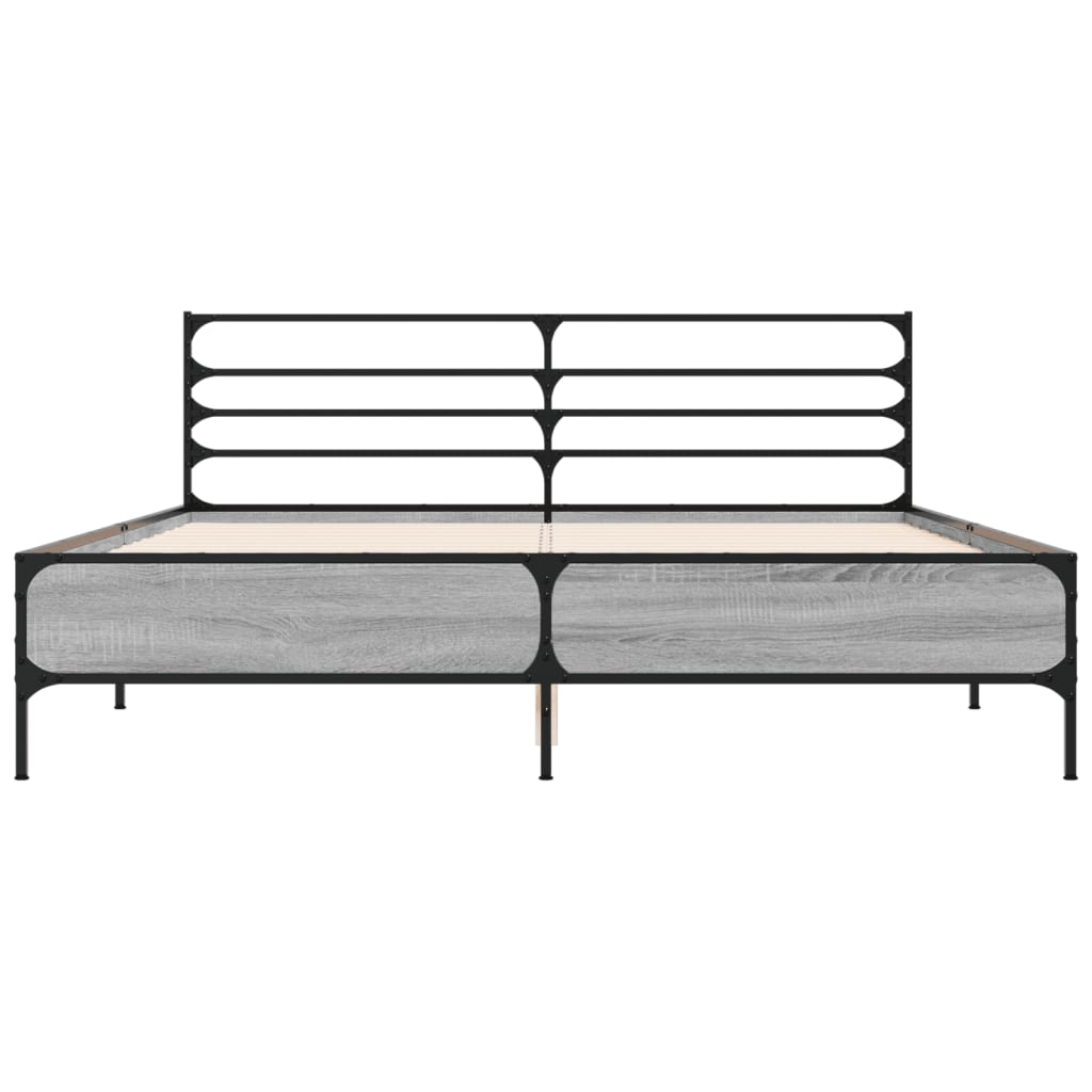 vidaXL Bed Frame without Mattress Grey Sonoma 160x200 cm