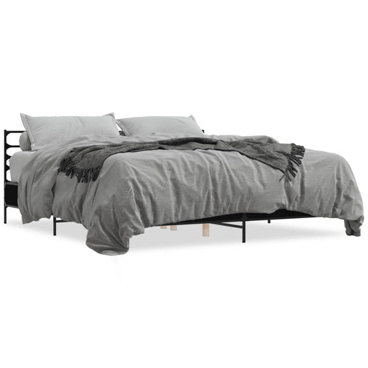 vidaXL Bed Frame | Black | Engineered wood, metal, plywood | Double |  Durable
