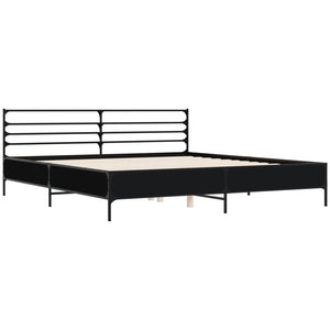 vidaXL Bed Frame Black 200x200 cm Engineered Wood and Metal