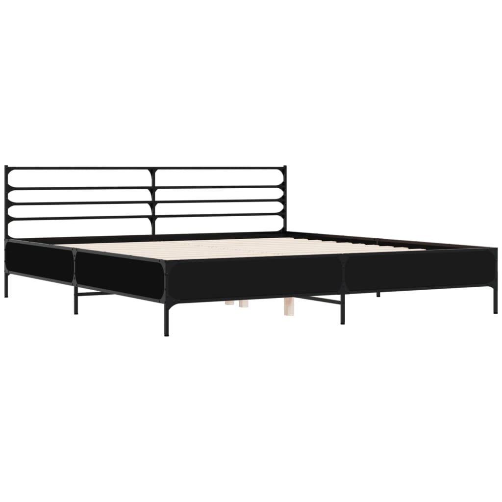 vidaXL Bed Frame | Black | Engineered wood, metal, plywood | Double |  Durable