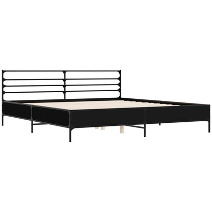 vidaXL Bed Frame | Black | Engineered wood, metal, plywood | Double |  Durable