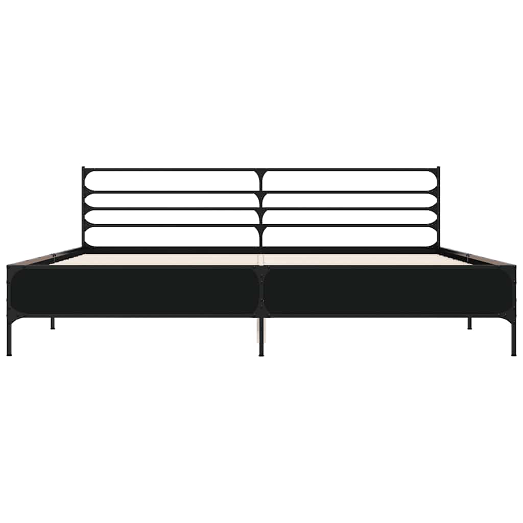 vidaXL Bed Frame | Black | Engineered wood, metal, plywood | Double |  Durable
