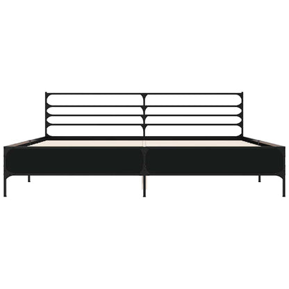vidaXL Bed Frame | Black | Engineered wood, metal, plywood | Double |  Durable
