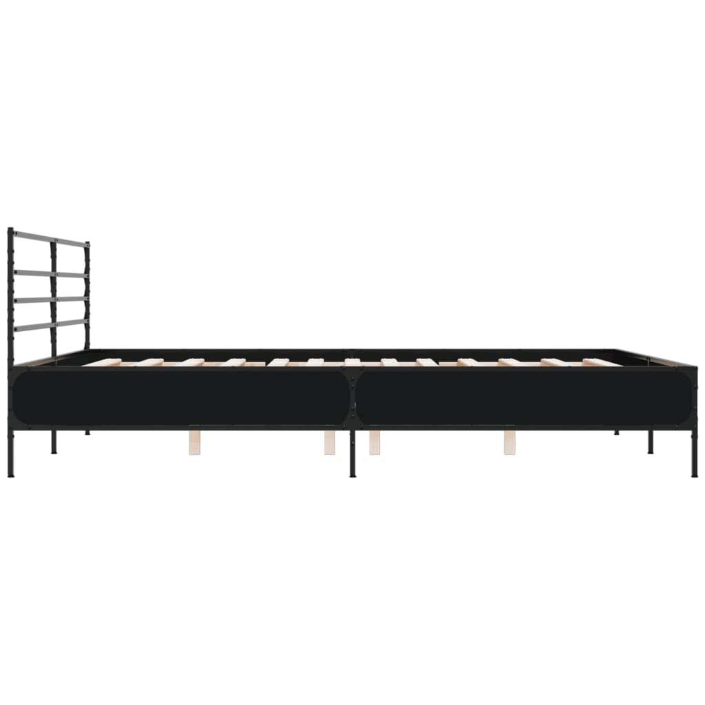 vidaXL Bed Frame | Black | Engineered wood, metal, plywood | Double |  Durable