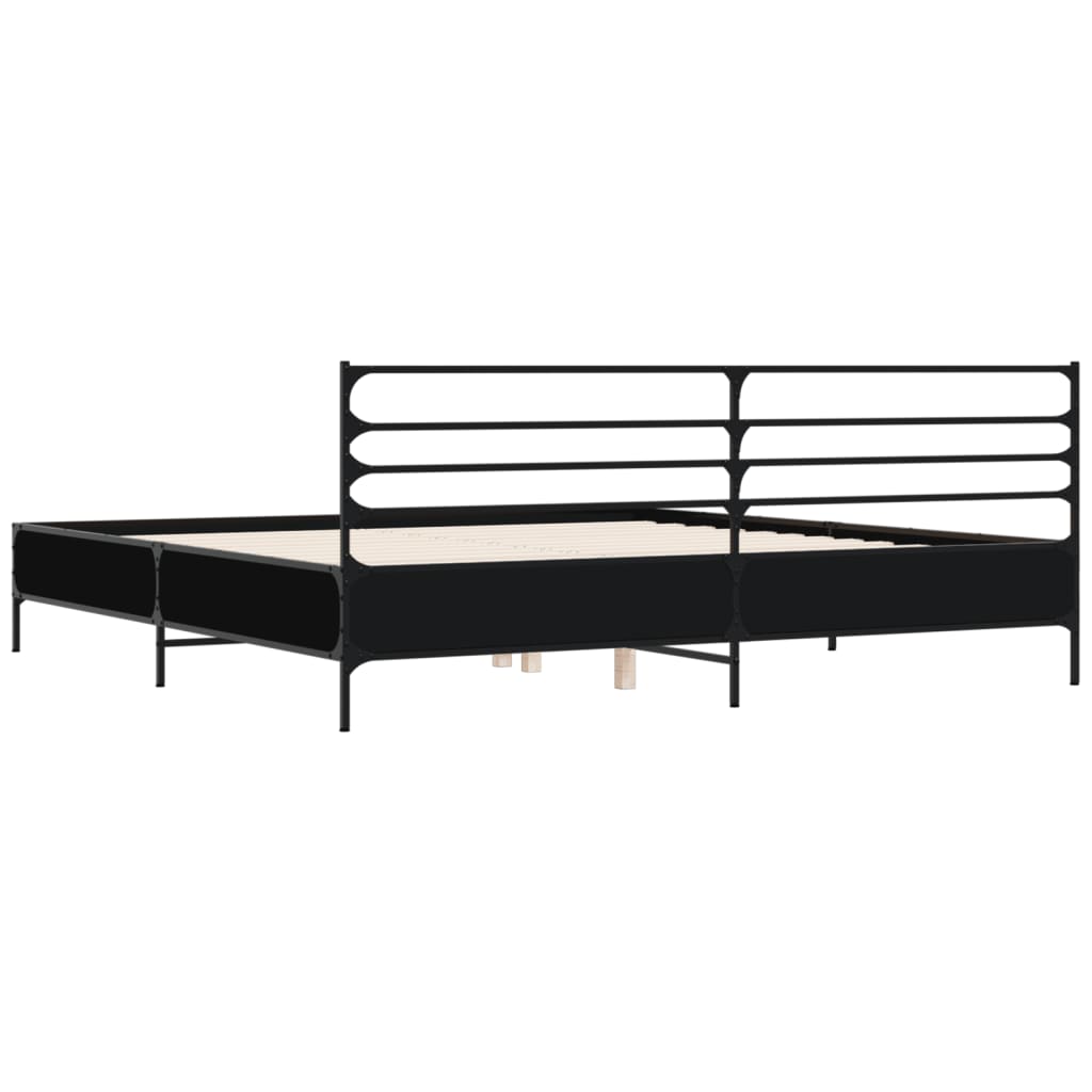vidaXL Bed Frame | Black | Engineered wood, metal, plywood | Double |  Durable