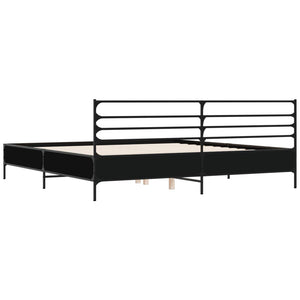 vidaXL Bed Frame Black 200x200 cm Engineered Wood and Metal