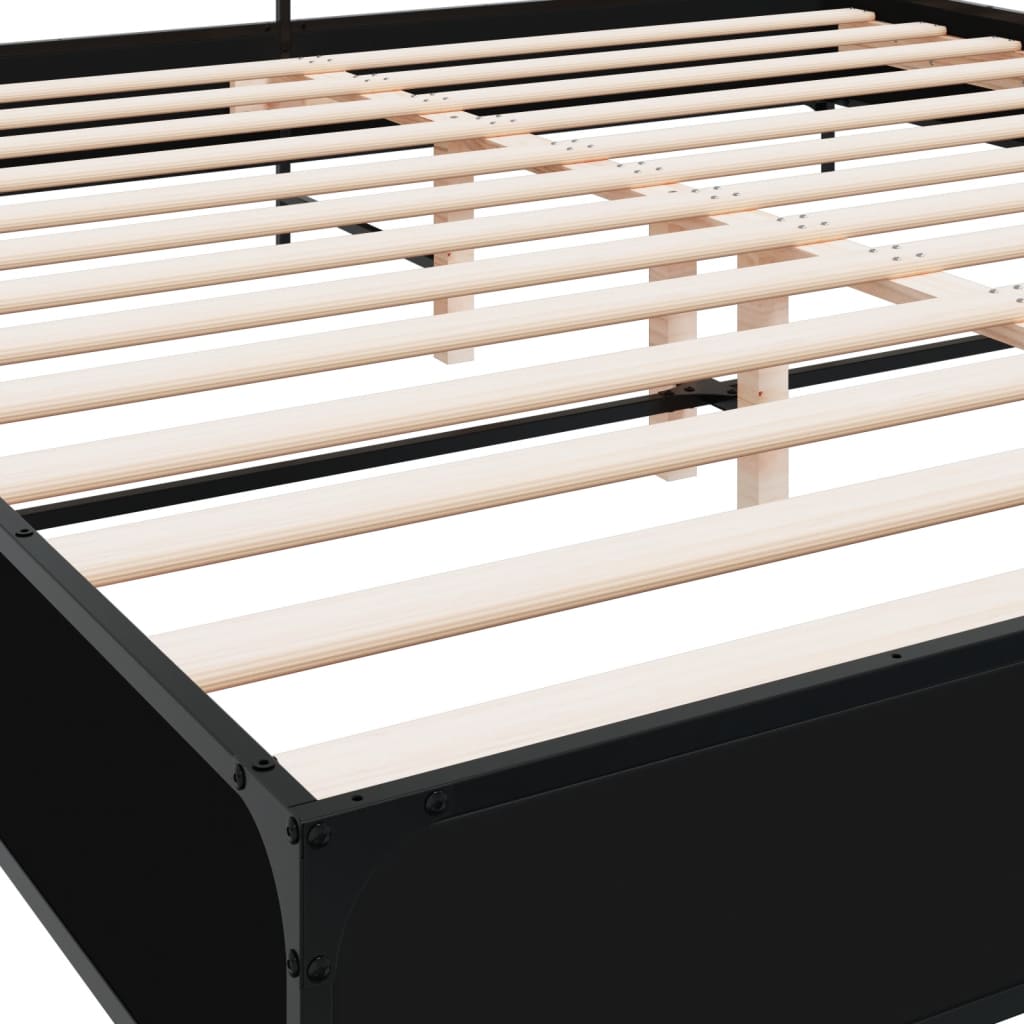 vidaXL Bed Frame | Black | Engineered wood, metal, plywood | Double |  Durable