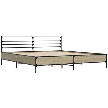 vidaXL Bed Frame | Sonoma Oak | Engineered Wood, Metal | Double | Modern