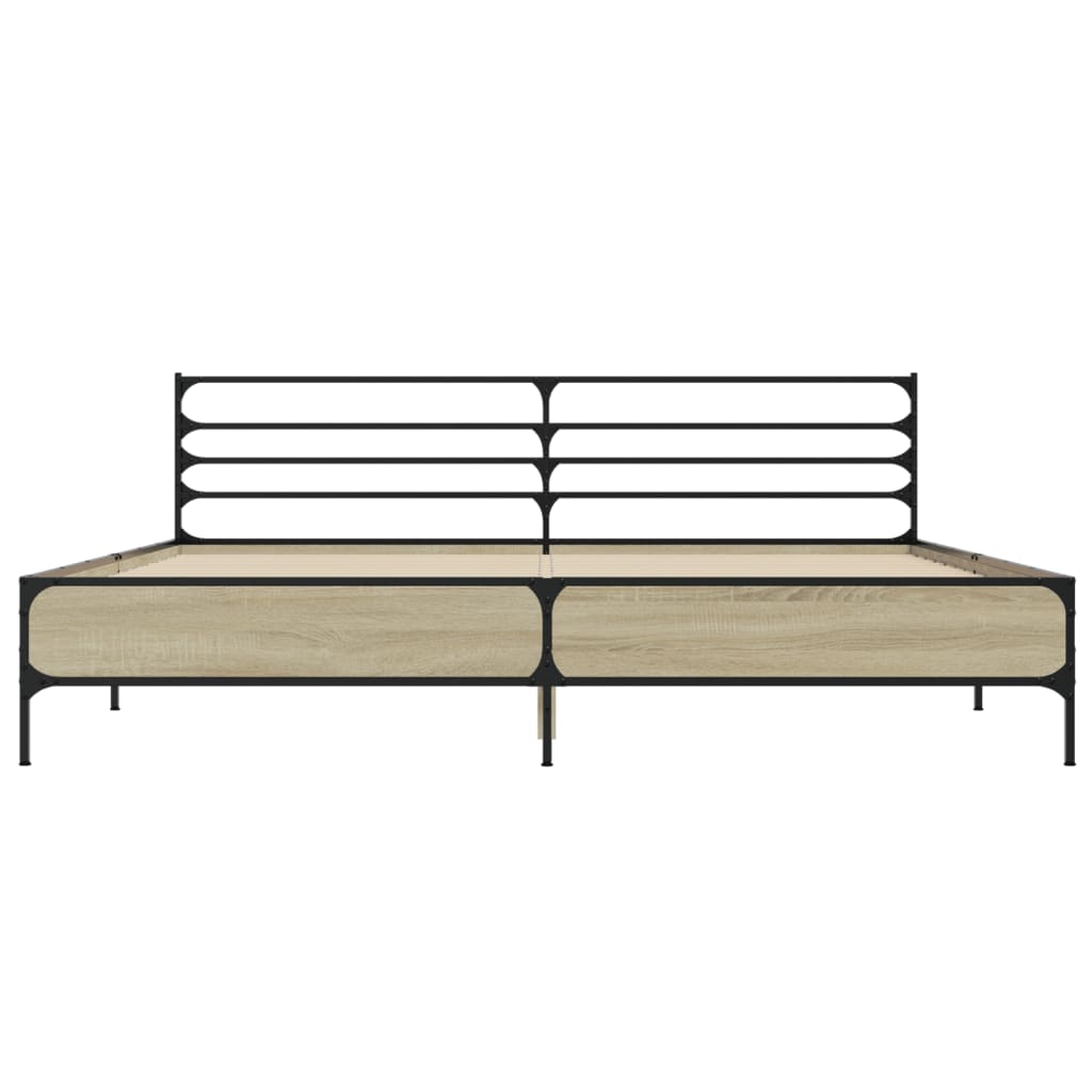 vidaXL Bed Frame | Sonoma Oak | Engineered Wood, Metal | Double | Modern