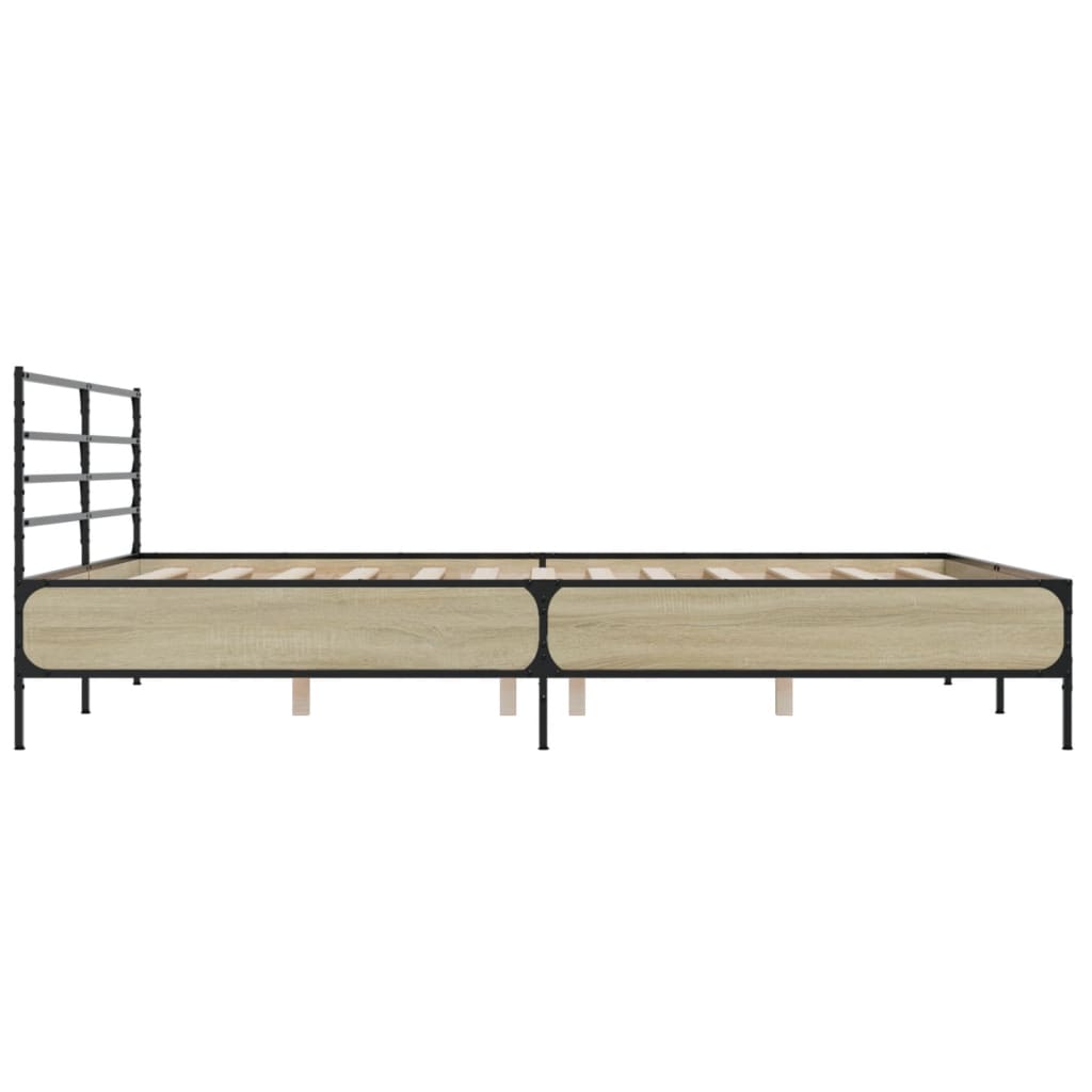 vidaXL Bed Frame | Sonoma Oak | Engineered Wood, Metal | Double | Modern