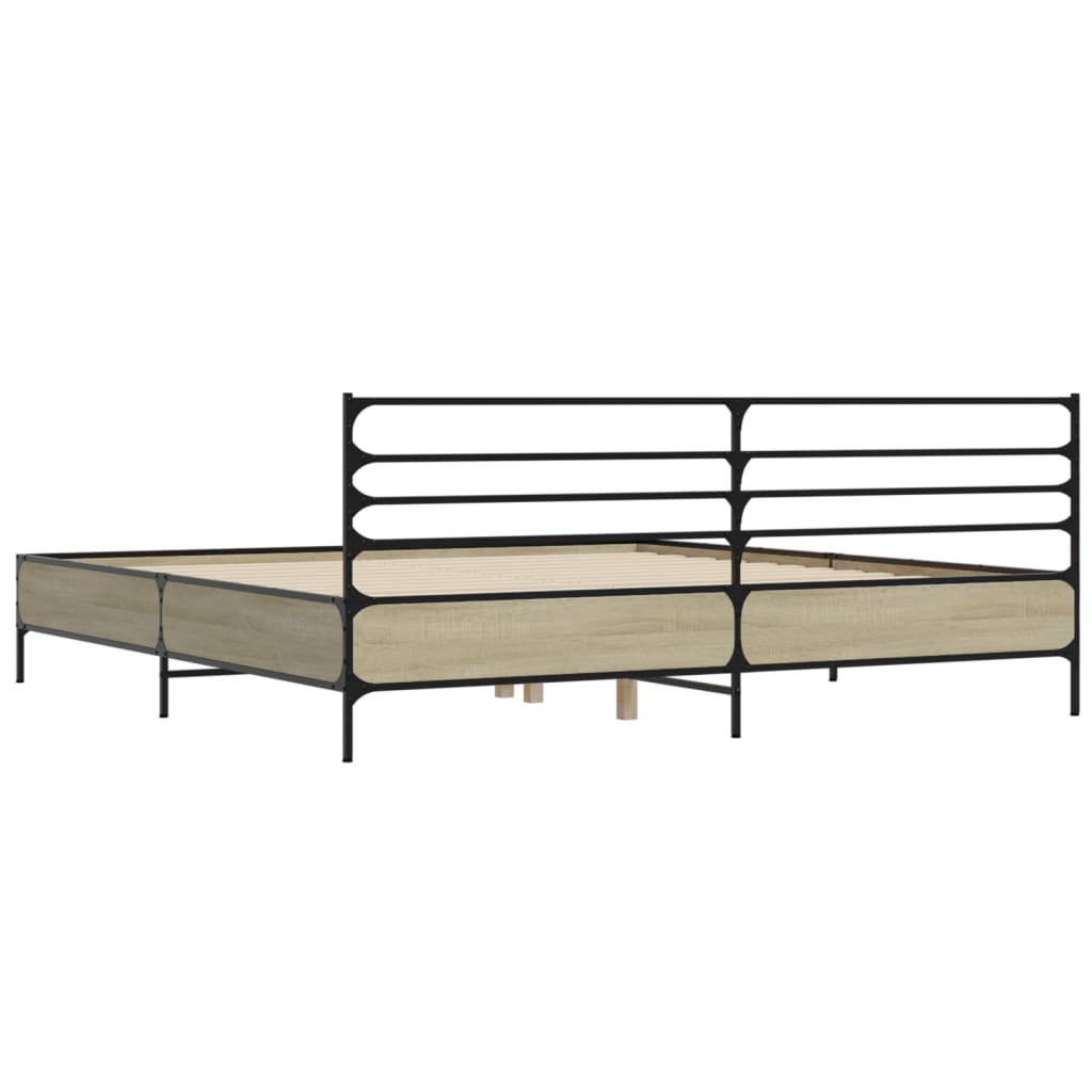 vidaXL Bed Frame | Sonoma Oak | Engineered Wood, Metal | Double | Modern