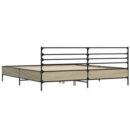 vidaXL Bed Frame | Sonoma Oak | Engineered Wood, Metal | Double | Modern