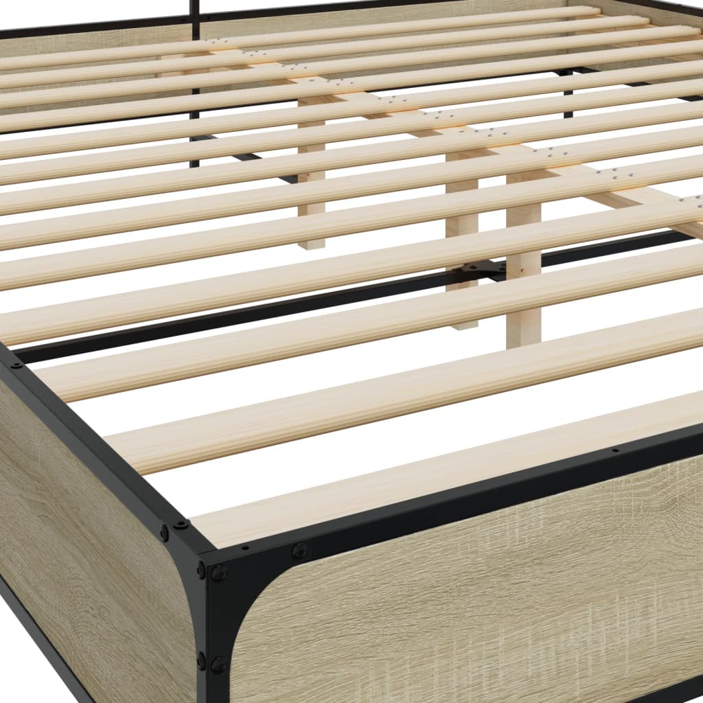 vidaXL Bed Frame | Sonoma Oak | Engineered Wood, Metal | Double | Modern