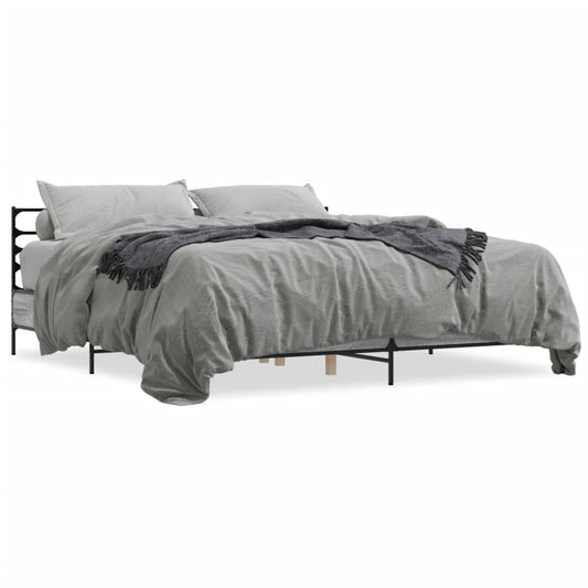vidaXL Bed Frame | Grey Sonoma | Engineered Wood and Metal | Double | Bed Frame