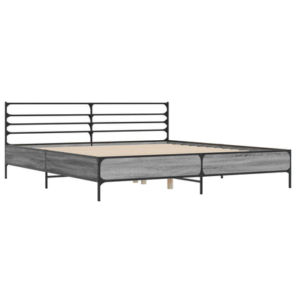 vidaXL Bed Frame | Grey Sonoma | Engineered Wood and Metal | Double | Bed Frame