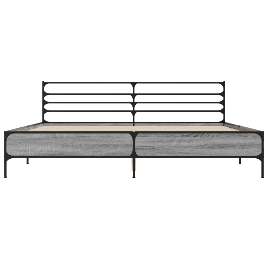 vidaXL Bed Frame | Grey Sonoma | Engineered Wood and Metal | Double | Bed Frame